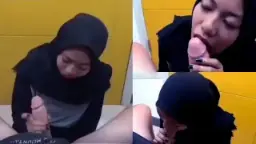 Pembantu Rumah Tangga Berhijab Menggoyang Penis Besar